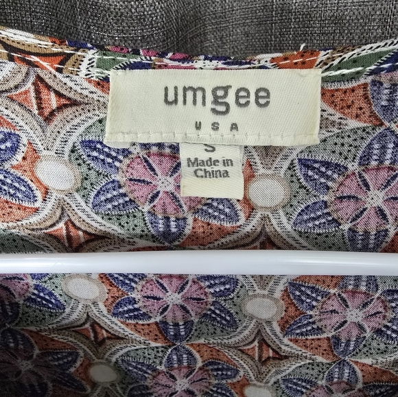 Umgee Peasant Puff Sleeve Mini Dress Floral Size S Oversized Boho - Picture 5 of 6